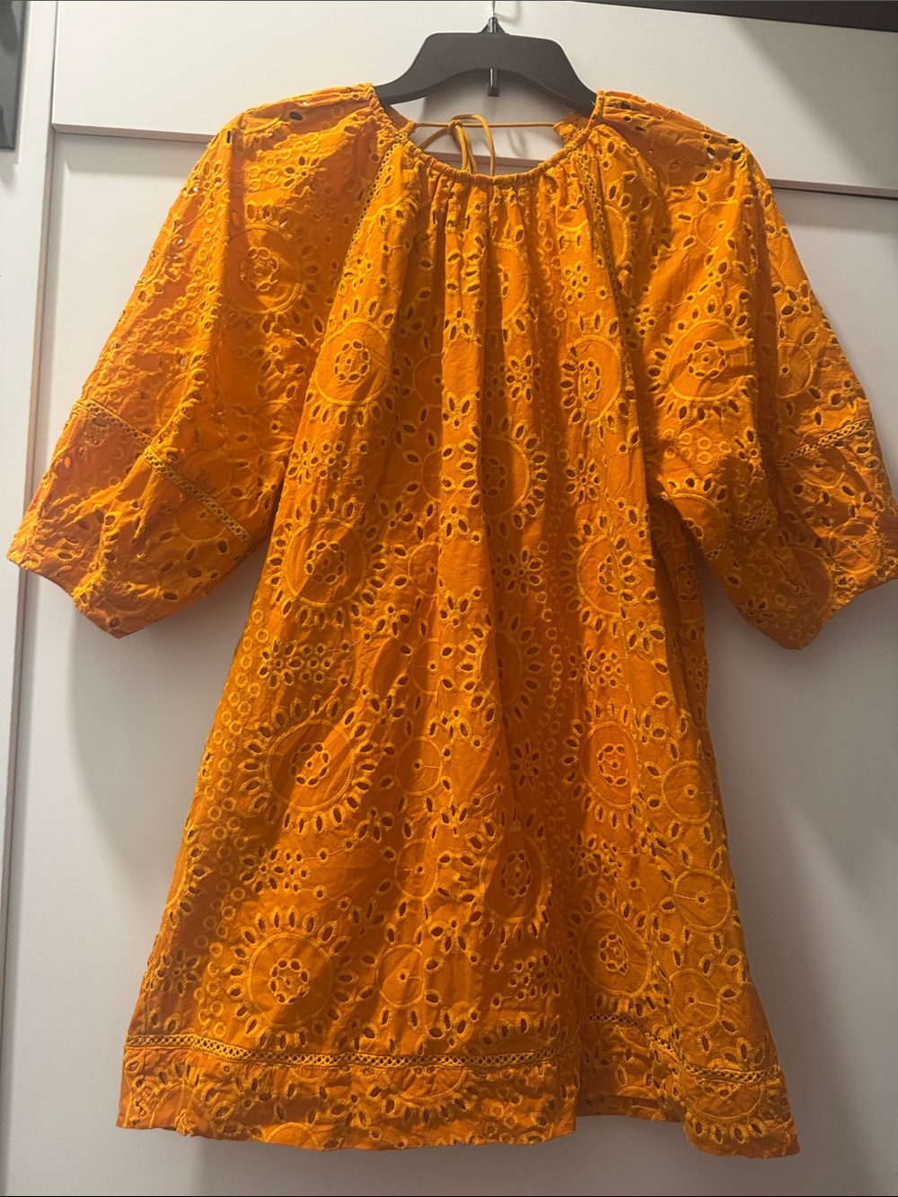 Zara Orange Eyelet Tie-Neck Sundress for Girls